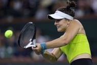 Bianca Andreescu in action at the BNP Paribas Open